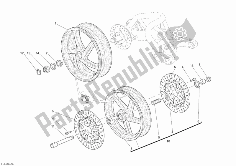 All parts for the Wheels of the Ducati Monster S2R 1000 USA 2007